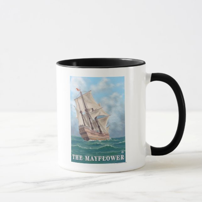 Taza Plymouth, MassachusettsVista del Mayflower (Derecha)