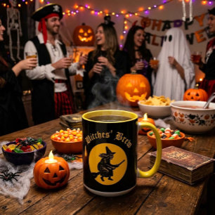 Taza Poción de Brujas Retró Cortado en Madera Halloween