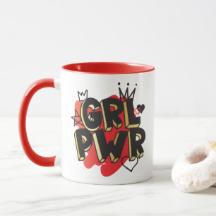Taza PODER chica, corona y corazón, rojo y oro