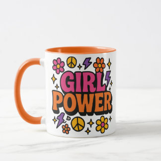 Taza Poder Chica retro colorido