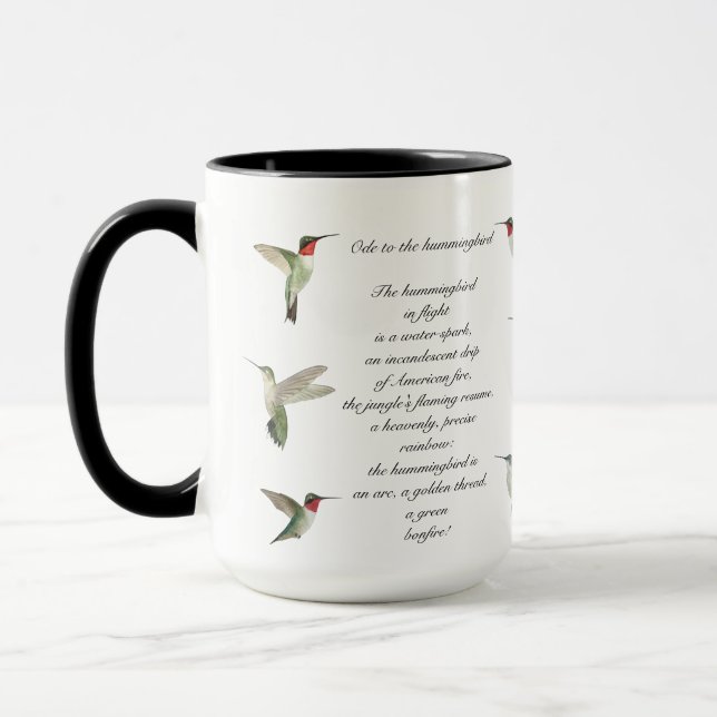 Taza Poema de Pablo Neruda Hummingbird (Izquierda)