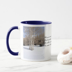 Taza Poema de Robert Frost detenido por las noches de W