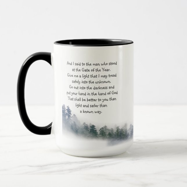 Taza Poema inspirador pone tu mano en la plaza de Dios (Izquierda)