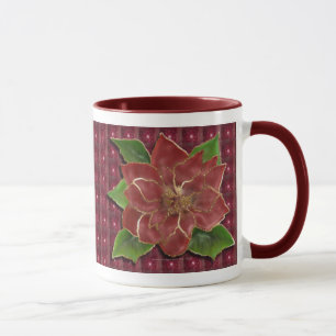 Taza Poinsettia con borde de oro Drinkware