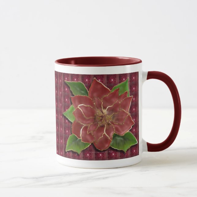 Taza Poinsettia con borde de oro Drinkware (Derecha)