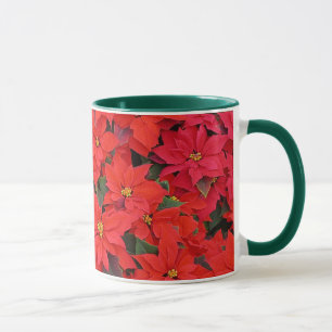 Taza Poinsettias rojas Navidad la foto floral navideña