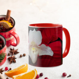 Taza Poinsettias rojas y vacaciones de la orquídea Lady