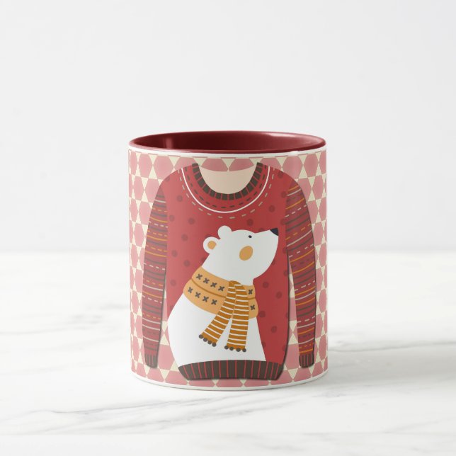 Taza Polar Bear Ugly Sweater Art Mug Cup (Centro)