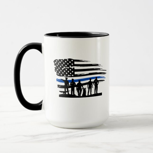 Taza Policía de bandera delgada de la línea azul (Izquierda)