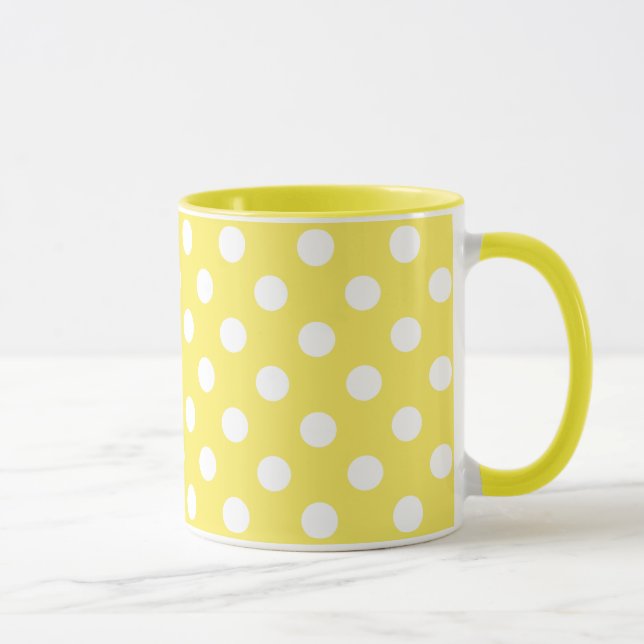 Taza Polka blanco sobre fondo amarillo de maíz (Derecha)