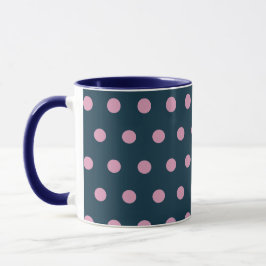 Taza Polka Dot Mug (Azul de medianoche y rosa suave)