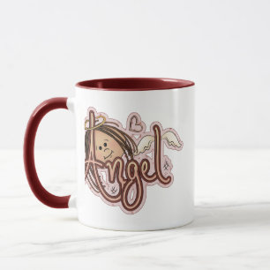 Taza Polka Rosa Doted Angel Heart Ringer Coffee Mug
