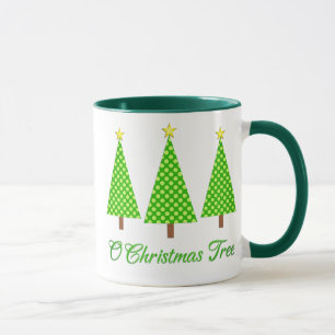 Taza Polka verde limón Punto de árboles navideños moder