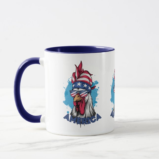 Taza Pollo patriótico en Bandana y sombras de EE.UU. (Izquierda)