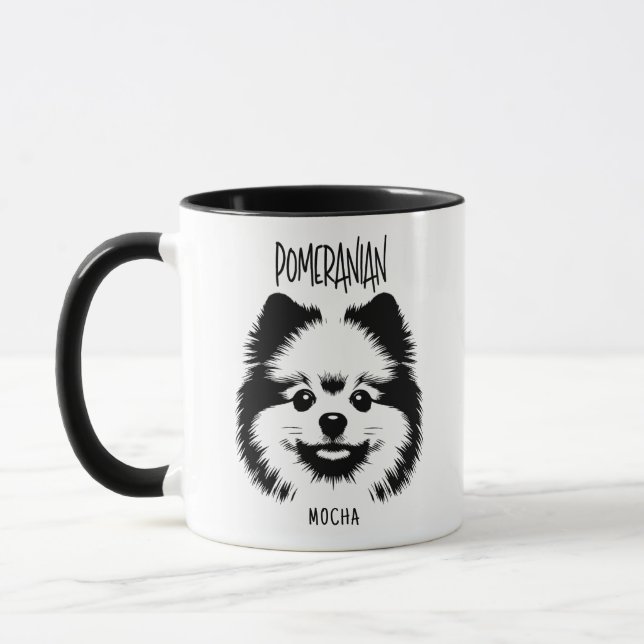 Taza Pomeranian Breed Edgy Pop Art Custom Dog Lover (Izquierda)