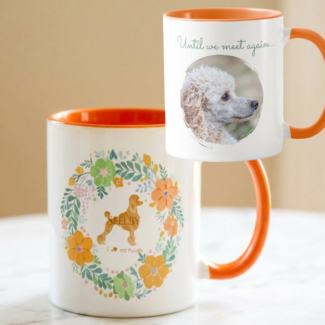 Taza Poodle Custom Memorial Floral Mug with Photo (Subido por el creador)