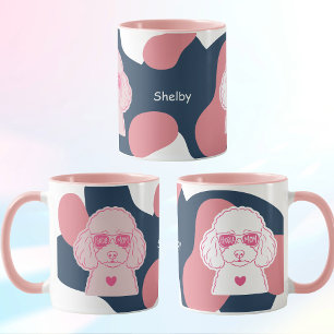 Taza Poodle Mamá   Nombre Personalizado Gafas de S