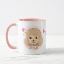 Poodle Valentine Watercolor Mug with Custom Name