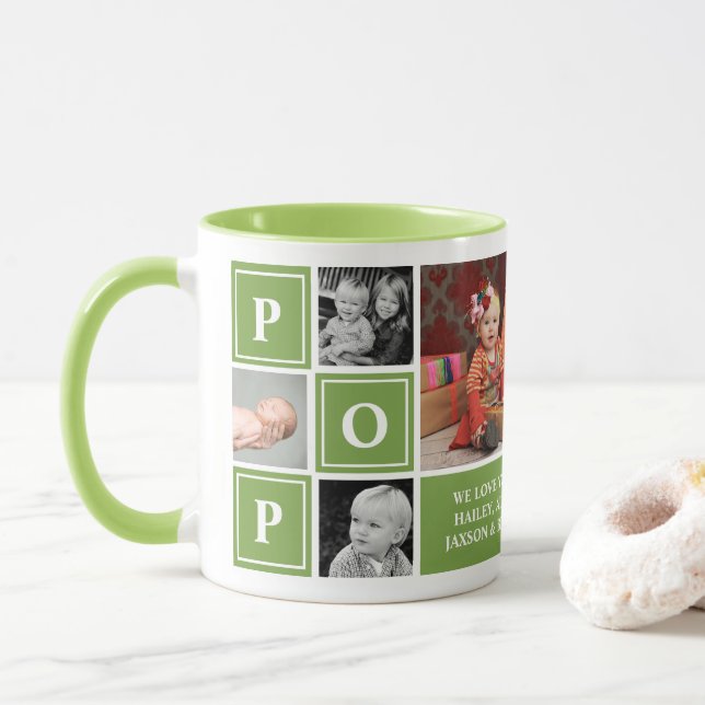 Taza Pop te queremos Collage de fotos Personalizado ver (Con donut)