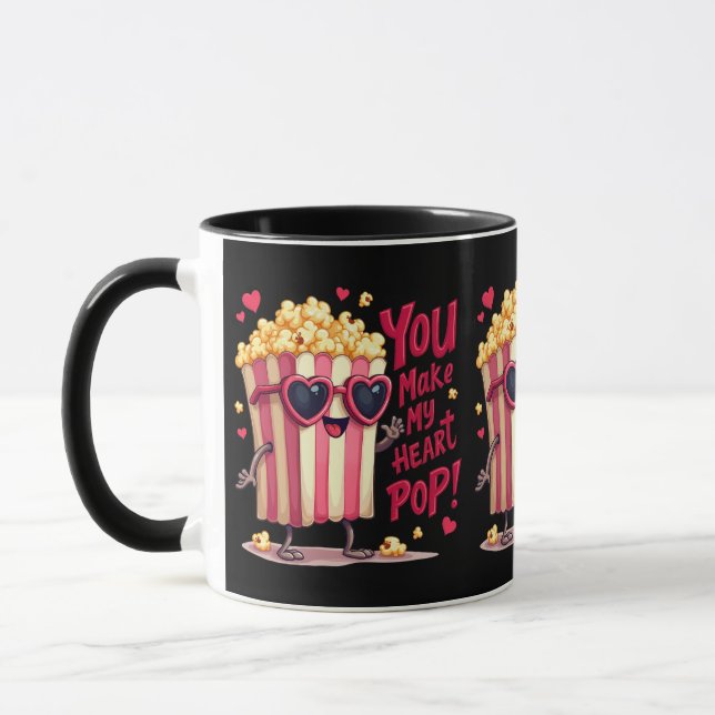 Taza Popcorn Heart Pop Valentine Design (Izquierda)