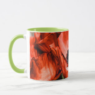 Taza Poppies rojos y flores de estambre regalos de arte