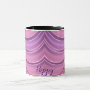 Taza POPPY ~ GLOSSY 3D Zany Pink Mauve Fractal ~