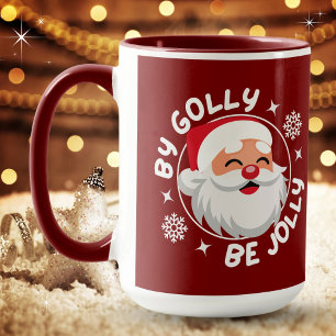 Taza Por Golly Be Jolly Santa Navidad Mug