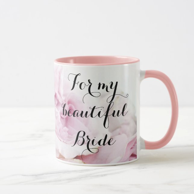 Taza Por mi bella novia Bonito en rosa floral (Derecha)