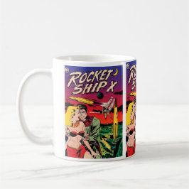 Taza Portada de cómic de ciencia ficción vintage Rocket