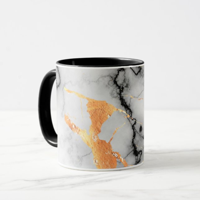 Taza Portatenos de macetas diseñados para negro, dorado (Anverso izquierdo)