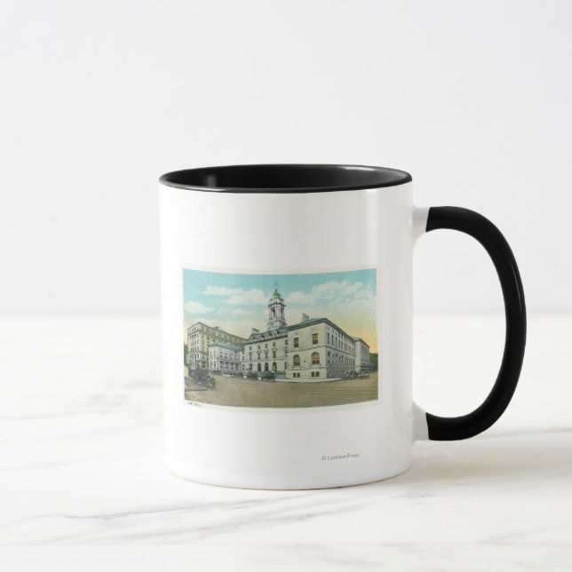 Taza Portland, MaineExterior vista del ayuntamiento (Derecha)