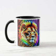Portrait coloré d'un lion.