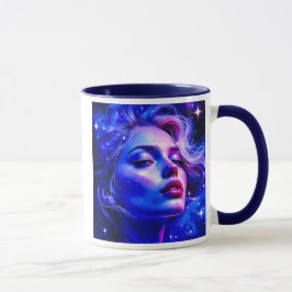 Taza Portrait d'une femme dans une lumière bleutée.