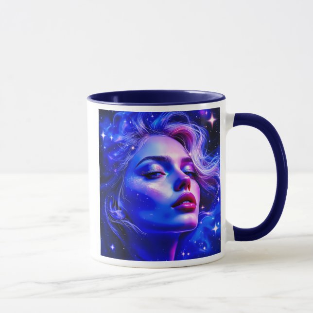 Taza Portrait d'une femme dans une lumière bleutée. (Derecha)