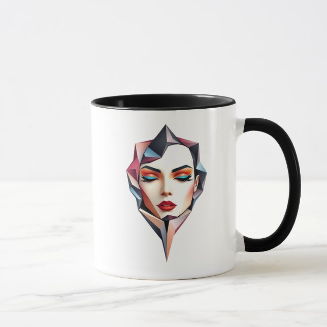 Taza Portrait futuriste et coloré d’une femme. (Derecha)