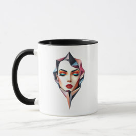 Taza Portrait futuriste et coloré d’une femme.