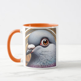 Taza Portrait réaliste d’un pigeon au regard perçant.