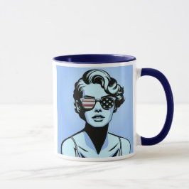 Taza Portrait stylisé d’une femme rétro.