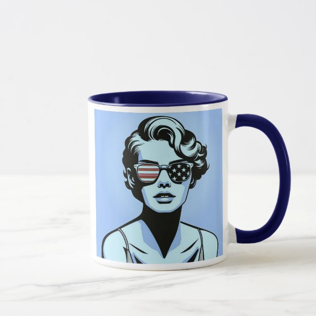 Taza Portrait stylisé d’une femme rétro. (Derecha)