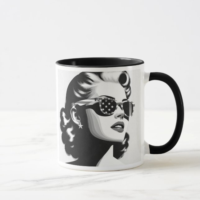 Taza portrait stylisé en noir et blanc. (Derecha)