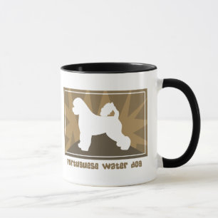 Taza portuguesa terrosa del perro de agua