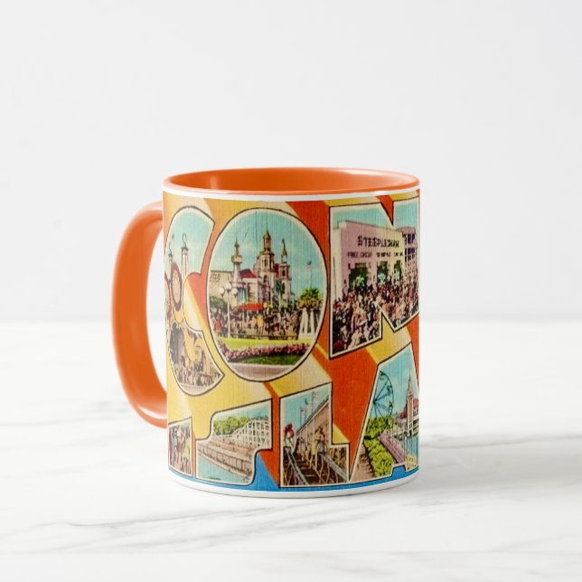 Taza postal retro Coney Island NY (Anverso izquierdo)
