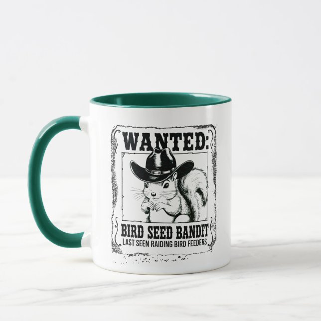 Taza Póster de búsqueda de ardilla divertida | Bandido  (Izquierda)