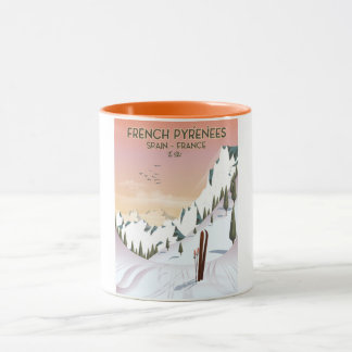 Taza Poster de esquí de los Pirineos franceses