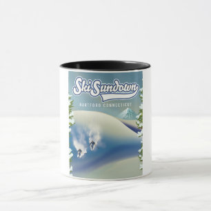 Taza Póster de esquí de Ski Sundown Hartford Connecticu