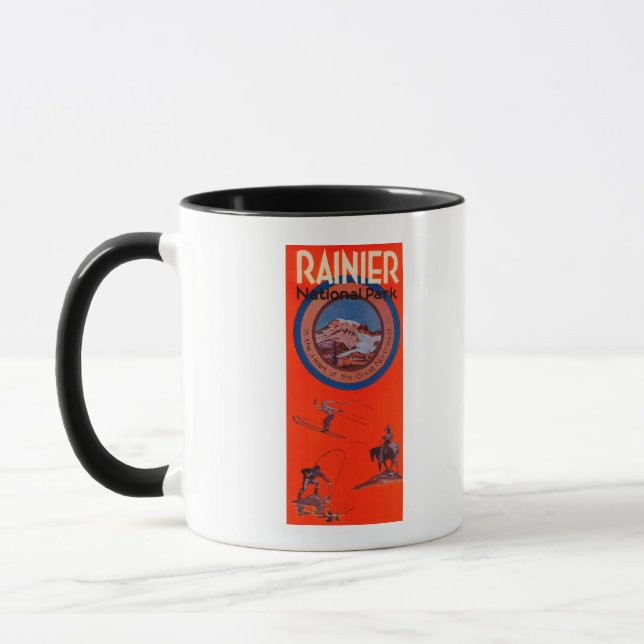 Taza Poster de publicidad de Mount Rainier (Izquierda)