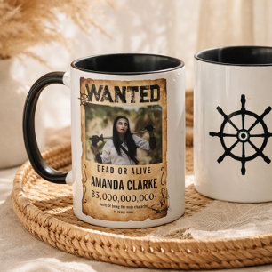 Taza Póster de Recompensa Pirata – Foto Personalizada