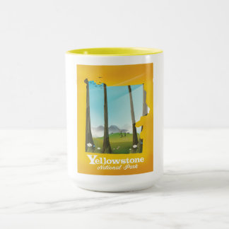 Taza Poster de vacaciones del Parque Nacional Yellowsto