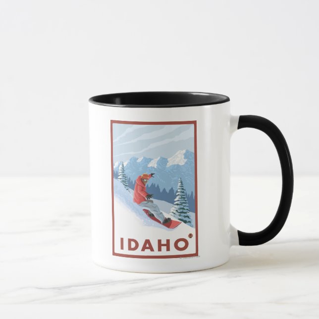 Taza Poster de viaje de Snowboard (Derecha)