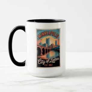 Taza Póster de viaje retro de Minneapolis Minnesota Vin